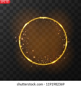 Vector frame with lights effects. Shining rectangle banner. Isolated on black transparent background. Vector illustration, eps