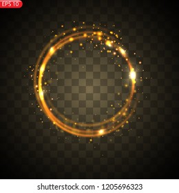 Vector frame with lights effects. Shining rectangle banner. Isolated on black transparent background. Vector illustration, eps