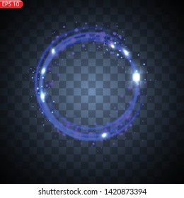 Vector frame with lights effects. Shining rectangle banner. Isolated on black transparent background. Vector illustration, eps