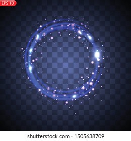 Vector frame with lights effects. Shining rectangle banner. Isolated on black transparent background. Vector illustration, eps