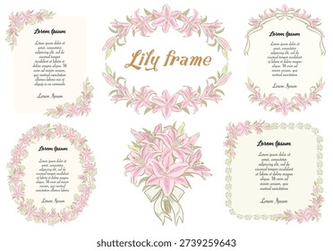 Vector frame of Lily and daisies flower for card, decoration