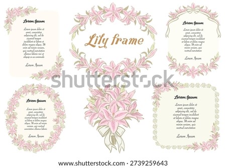 Vector frame of Lily and daisies flower for card, decoration