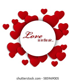 vector frame with little red paper hearts