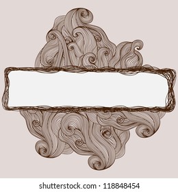 Vector frame made of abstract waves elements. Template abstract design with rectangle for your text,can be used  for packaging,invitations, menu design etc.