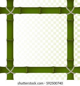 vector frame made of bamboo on a transparent background. bound by a rope. for design.