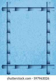vector frame made of bamboo on a blue grunge background.