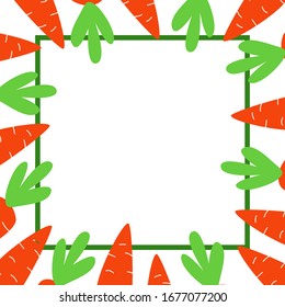 marco vectorial hecho de zanahorias con espacio para texto. aislado en un fondo blanco