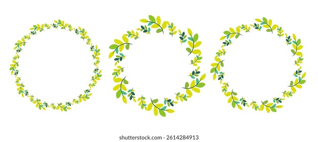 Vector frame made of delicate leaves and branches. Hand-drawn botanical elements forming a decorative border. Minimalist and elegant design, isolated on white background. Perfect for invitations, eco