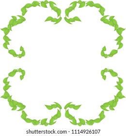 Vector frame made from leaves and twigs for decorating events isolated on white background, blanking up a postcard advertising
