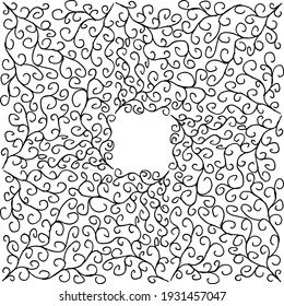 Vector frame made of swirls ornament. Simple doodle of a frame.