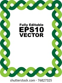 Vector frame made of two braided green lines