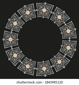 Vector frame, monogram of color mosaic tile borders. Antique ceramic decor design.  Mediterranean  decor. Portuguese or spanish retro old mosaic tiles. 