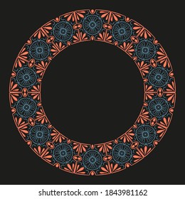 Vector frame, monogram of color mosaic tile borders. Antique ceramic decor design.  Mediterranean  decor. Portuguese or spanish retro old mosaic tiles. 