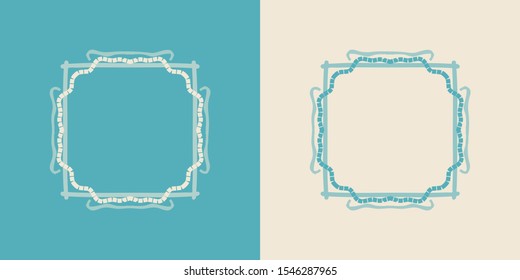 Vector frame. Mosaic tile vignette. isolated. Titled layers. Adorning elements for web posting, visual projects, life quotes, etc.