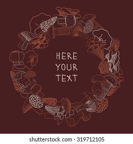 Vector frame with mushrooms.