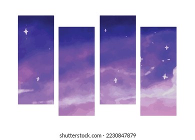 Vector- frame of night sky, galaxy concept, watercolor style.