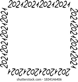 Vector frame from the number 2021. Lineart. Frame of numbers for the coming year.