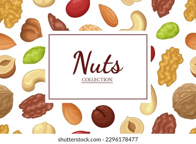 Vector frame with nuts on white background