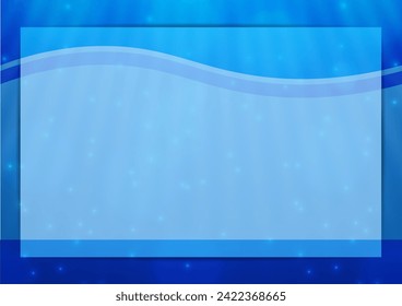 Vector frame on an blue background with rays and highlights