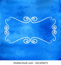 Vector frame on a blue watercolor background/ Design for greeting card or invitation