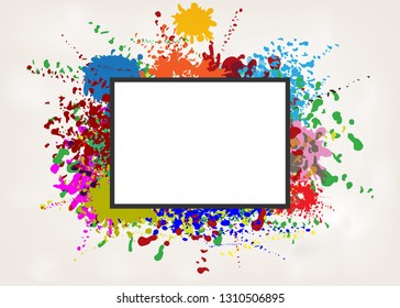 Vector frame on splash color background graphics for element for premium invitation or wedding card, luxury postcard, ornament, design business cards