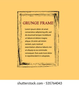 Vector Frame on Yellow Background. rectangle for image. distress texture . Grunge Black and White border picture . 