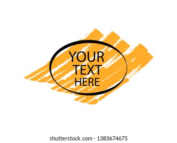 Vector frame with orange paint brush strokes isolated on white background. Modern design elements for sale banners, flyers, advertisement or text boxes.