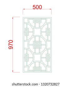 Vector frame ornament with dimension on the white background