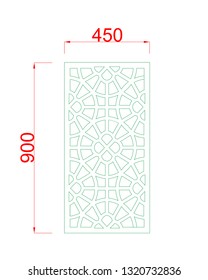 Vector frame ornament with dimension on the white background