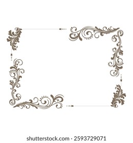 Vector frame with ornament, thai pattern. Beige vintage frame for creating postcards