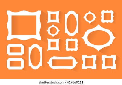 Vector frame for paintings or photo isolated on background. The location of the frame on the wall. A set of empty frames of different design.