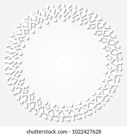 Vector frame in paper cut style made of decorative element mandala. 