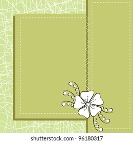 Vector frame in pastel colors with a black and white rosehip flower