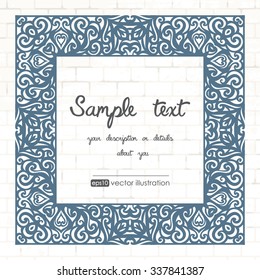 vector frame pattern from curls on the brick wall background