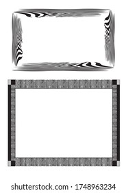 Vector frame patterned with zebra spots.  Two frames of different styles, the first without a quadrant and the second with an outline.