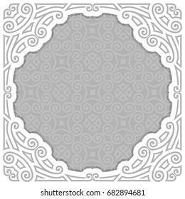 Vector Frame for photo or pictures: white vintage poster with Border and light decorative background, certificate with border and old ornament, frame with filigree victorian design, wedding invitation