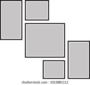 Vector frame for photos, pictures, photo collage, photo puzzle