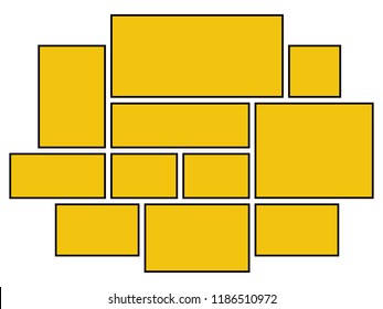 Vector frame for photos and pictures, photo collage, photo puzzle. Templates collage frames for photo or illustration. Vector Mood Board  Branding Presentation.