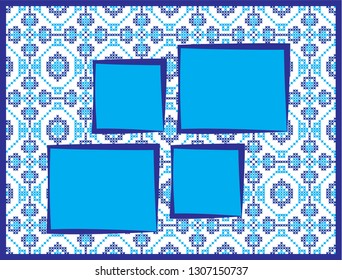 Vector frame for photos and pictures, photo collage, photo puzzle