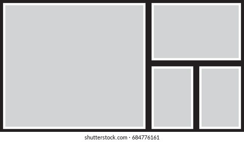Vector frame for photos and pictures, photo collage, photo puzzle