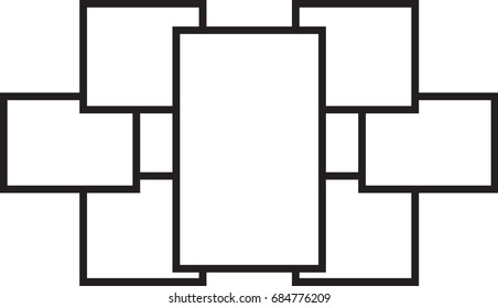 Vector frame for photos and pictures, photo collage, photo puzzle