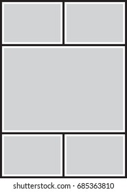 Vector frame for photos and pictures, photo collage, photo puzzle
