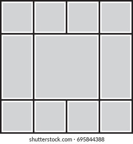 Vector frame for photos and pictures, photo collage, photo puzzle