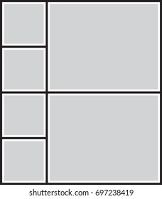 Vector frame for photos and pictures, photo collage, photo puzzle
