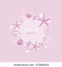 Vector frame with a picture of a sea life. Vector illustration.