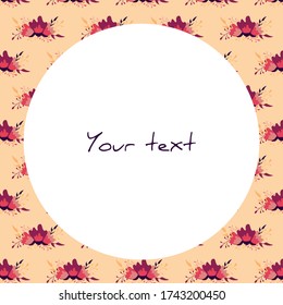Vector frame with pink flowers on beige background; for greeting cards, invitations, posters, banners, web design.