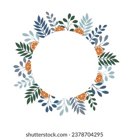 Vector frame with plants isolated on white background