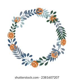 Vector frame with plants isolated on white background