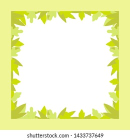 Vector frame of plants with leaves.Card design template, invitation, greeting card and more.