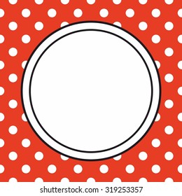 Vector frame with polka dots on red background